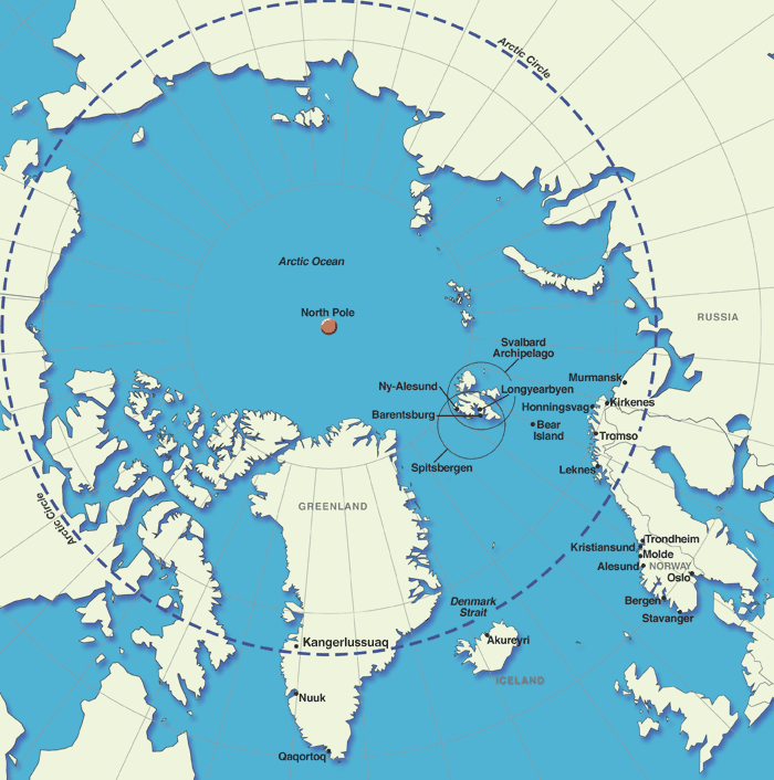 croisière en arctique carte