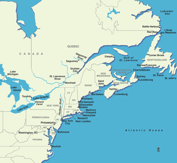 map of new england and canada Eastern Canada New England Cruise Ports map of new england and canada