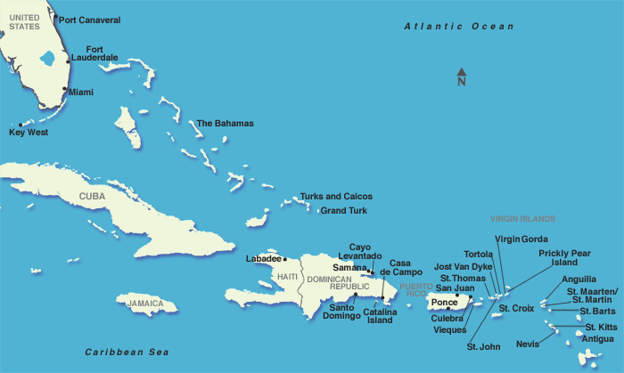 caribbean cruise map