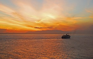 Sunset in Strait of Malacca