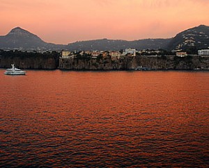 Sunset in the harbor at Sorrento