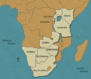 Map of Uganda and Rwanda