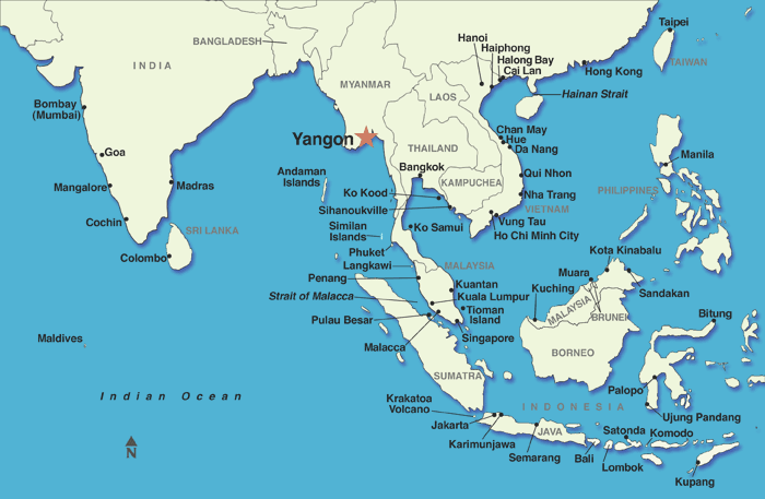 myanmar sea port map