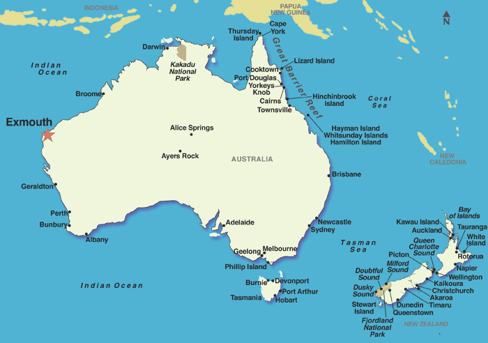 exmouth australie carte Exmouth, Australie   Remise Croisières, Croisières de dernière 