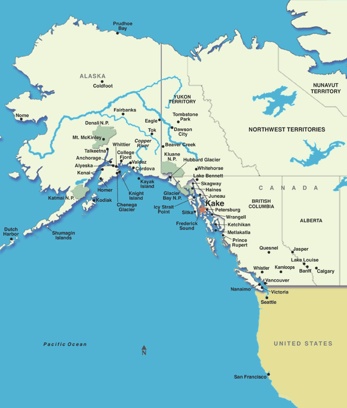 alaska cruise ports map