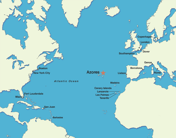 Azores Islands On World Map