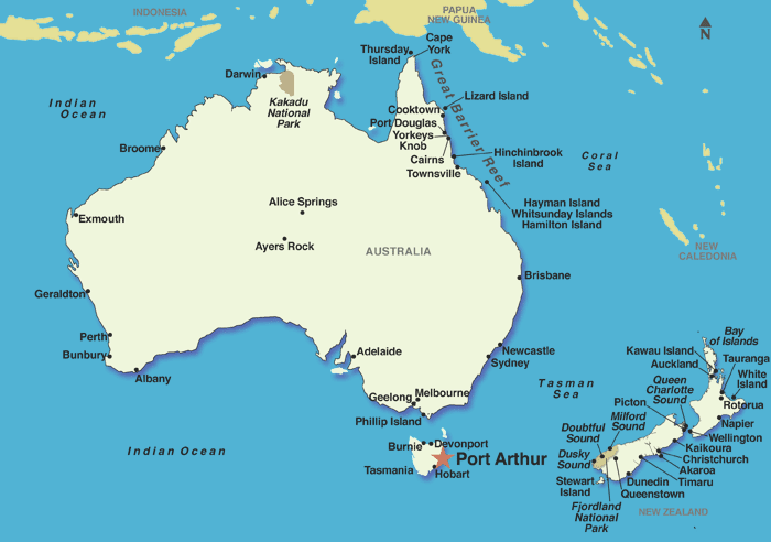 Port Arthur Australia Map Australia Cruise Ports: Port Arthur, Tasmania, Australia