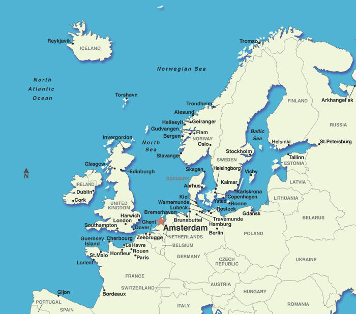 european cruise ports map
