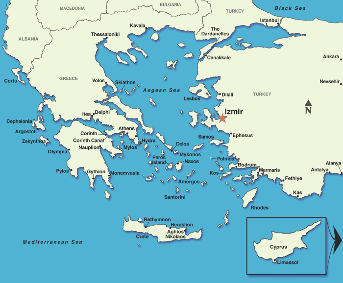 Map of izmir turkey